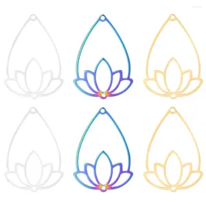 Encantos nedar budismo lótus aço inoxidável jóias fazendo yoga flor pingente diy colar pulseira presentes acessórios geométricos