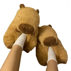 Chinelos Capivara Mulheres De Pelúcia Dos Desenhos Animados Bonitos Adoráveis Animais Macios Sapatos De Pelúcia Aconchegantes Sandálias Capibara Inverno Interior Quente Chinelo