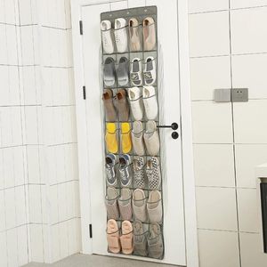 Storage Boxes 24/28 Over The Door Hanging Shoe Organizer With 3 Hooks Fabric Cabinet Closet Washable For Slippers/Sneakers/Sandals