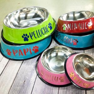 Dog Apparel Personalized Stainless Steel Bowl Custom Name Pet Food Feeding Dishes Non-slip Puppy Feeder With Gift For