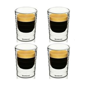 Nespresso kaffemuggar Ställ in dubbel glas kaffekopp transparent isolerad espresso cup värmebeständig tekopp bly gratis glas 240124