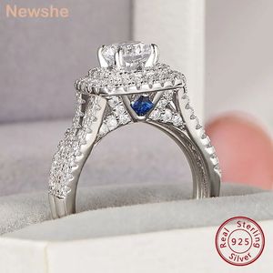 She 2 pezzi doppio Halo taglio rotondo AAAAA Cz anello di fidanzamento fede nuziale per le donne stile vittoriano gioielli da sposa in argento 925 240119