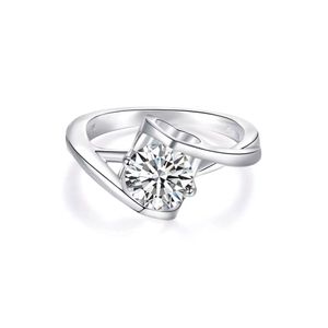 Förlovningsring Moissanite Wholesale Luxury 925 Sterling Silver Party Gift Jewelry