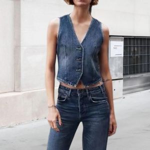 Women's Vests Women Button Down Vest Casual Skinny Crop Slim Fit Single Breasted Fashion Solid Color Waistcoat Streetwear