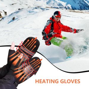 Heated Gloves Hand Warmer Electric Gloves Waterproof USB Rechargeable Winter Gloves With Three Gears Windproof Full-Finger Glove