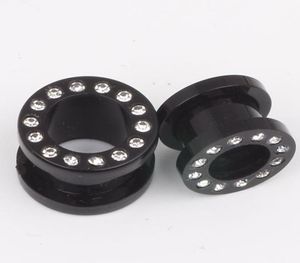 Ear piercing F39 50pcslot mix312mm arylic body piercing jewelry uv black crystal ear plug flesh tunnel6165144