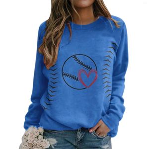 Kadın Hoodies Kadın Uzun Kollu Yuvarlak Boyun Sıradan Beyzbol Baskı Oyunu Kaputu Sweatshirt Büyük Küçük