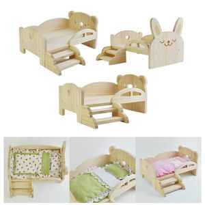 Baby Doll Miniature Bed with Stairs Fashion Doll Play for 30cm 1/6 Doll Accessory Play House Furniture Set Dollhouse Decoration 240123