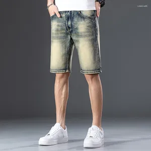 Jeans masculinos retro denim shorts homens all-match fit calças de verão retas masculinas de alta qualidade rua curta