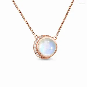 Catene Amazon vende gioielli dal design unico da donna in argento sterling S925 rotondo con pietra al chiaro di luna, collana in oro rosa