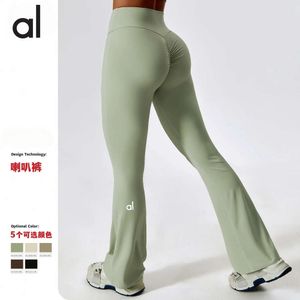 Lu Pant Align Leg AL Wide Woman Tight Nude Feel Hip Lift Calças Dança Cintura Alta Micro Flare Casual Sports Leggings Lemon LL Jogger Lu-08 2024