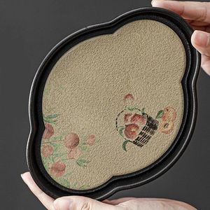 Tea Trays Creative Absorbent Teapot Ceramic Tray Dry Brewing Table Chinese Accessories Kettle Holder Plate Teaware Supplies