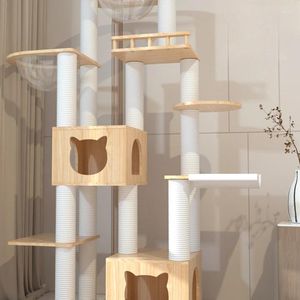 Dog Apparel Cat Climbing Frame Nest Tree Integrated Space Large Rubber Wood Tower Rack