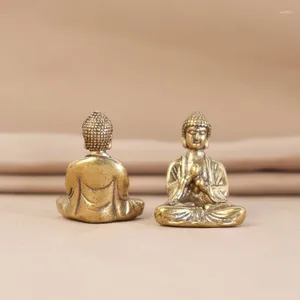 Decorazioni da giardino Mini statuette in miniatura in rame massiccio Sakyamuni Buddha Statue Ornament