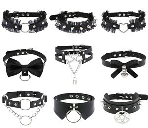 Fashion Jewelry Leather Spiked Choker Punk Collar Women Men Rivets Studded Chocker Chunky Necklace Goth Jewelry Metal Gothic Emo A1472016