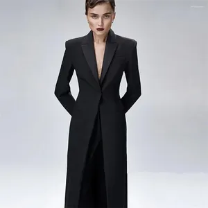 Abiti da uomo Donna Elegante Per Blazer da sposa Party Tuxedo Office Lady Giacca lunga Pantaloni 2 pezzi Abito da sera su misura