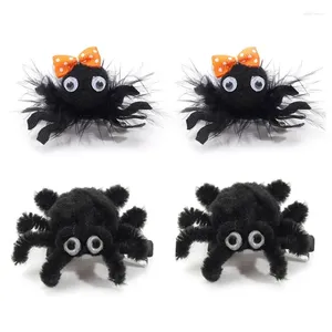 Hair Accessories Fun Halloween Spiders Hairpin For Baby Girls Animal Barrettes Fashionable Plush Hairclip Trendy Ornaments D7WF