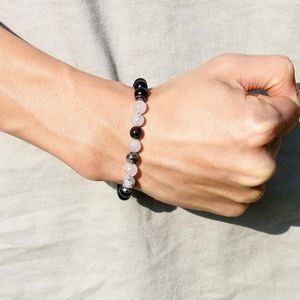 Braccialetti con ciondoli Polso Mala Perline Bracciale equilibrio per uomo Onice nero Quarzo rutilato Guarigione Gioielli da uomo Regalo di Natale