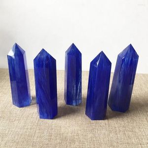 Decorative Figurines Mineraali 4-9cm Artificial Blue Smelting Stone Tower Reiki Crystal Hexagonal Column Healing Obelisk Wand Point For Home