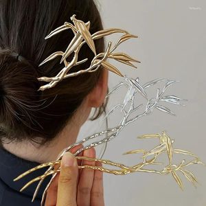 Saç klipsleri 2024 Vintage metal bambu saç tokası kadınlar için antik çubuk kız klips kostümü Çince Hanfu aksesuarları