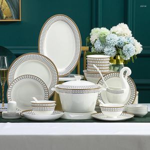 Dinnerware Sets Modern European Light Luxury Tableware Dining Bowls And Plates Combination Chopsticks As Gifts