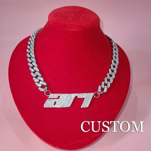 Colar com nome personalizado, letras de zircônia, baguete, conexão com corrente cubana de 1.21 cm, gargantilha com nome personalizado, hip hop, 240125