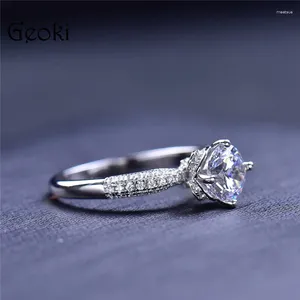 Cluster Rings Silver 925 Original Brilliant Cut 1 Diamond Test Past D Color Moissanite Rose Princess Ring For Girls Gemstone Jewelry