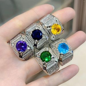 Anéis de cluster solitário masculino 5ct laboratório anel de diamante 925 prata esterlina noivado casamento banda para homens moissanite festa jóias