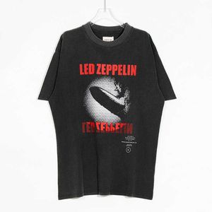 Homens camisetas FOG Zeppelin Airship Limited Age Water Wash Vintage manga curta marca de moda High Street American T-shirt para homens e mulheres