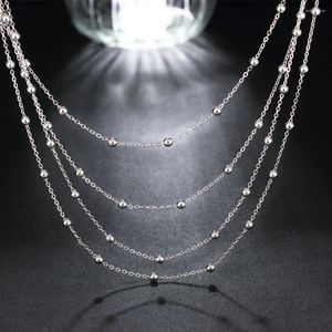 Łańcuchy marki 925 srebrne srebrne frędzle gładki łańcuch koralików Naszyjnik dla kobiet mody biżuterii weselne prezenty świąteczne