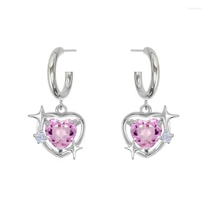 Studörhängen 925 Silver Needle Zircon Love Heart Earring For Women Ear Pierced Fashion Wedding Party Jewelry Gift Pendientes EH1815