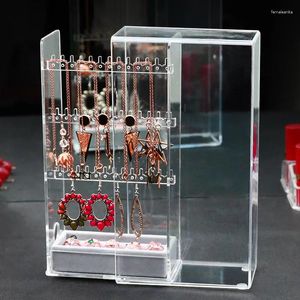 Sacchetti per gioielli Scatola portaoggetti per orecchini in acrilico Cassetto organizzatore Scatole trasparenti Espositore per braccialetti per collane per donne