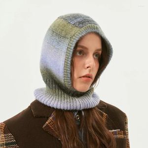 Beralar Kış Yün Kadınlar Balaclava Hat Unisex Örgü Kapşonlu Kapaklar Açık Sıcak Sıcak Tek Parçalı Boyun Beanies Kızlar İçin Şapkalar