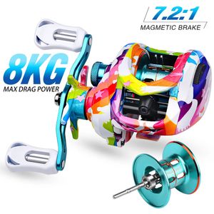 2024 51BB Magnetic Brake System Baitcasting Fishing Reel Gear Ratio 7.2 1 Left/Right Handed Ultra Light Fishing Wheel 240125