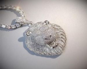Bling Iced Out Necklace Micro Pave Cubic Zircon Lion Head Pendant For Men Kvinnliga gåvor Luxury Hip Hop Jewelry T2008211043749