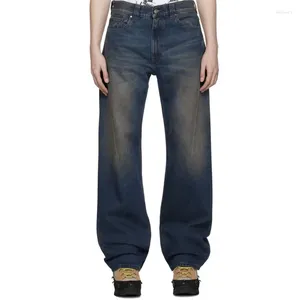 Męskie dżinsy High Street Y/Project Men Denim Y2K Ubrania Gradient Kolor Lose Drag Pants Women Clothing Vintage Style