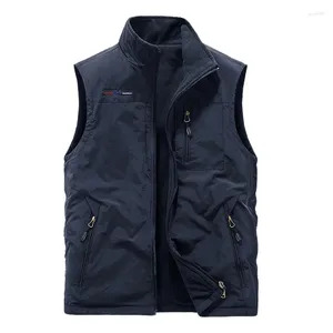 Men's Vests Man Spring Outdoors Waistcoat M-6XL Fleece Lined Multi Pocket Two Side Wear Leisure Hiking Cargo Sleeveless Jacket