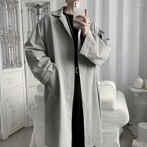 Men's Trench Coats Men Coat Spring Autumn Thin Windbreaker Solid Color Flip Collar Mid Length British Style Korean Edition