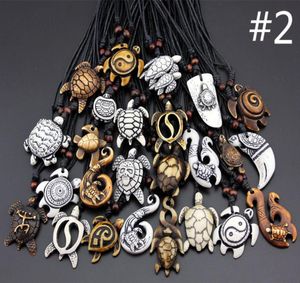 MIXED Jewelry Whole Lots 25PCS Imitation Yak Bone Carving Lucky Surfing Sea Turtles Pendants Necklace for men women children03060246