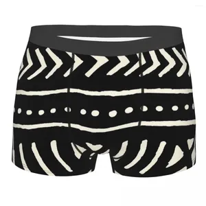 Mutande Art Panno di fango africano Mutandine traspiranti in bianco e nero Biancheria intima maschile Stampa Pantaloncini Boxer