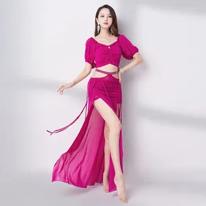Scene Wear Belly Dance Performance Axe Top/Sequin Long kjol Oriental Wrap Hip Scarf Diamond Performa