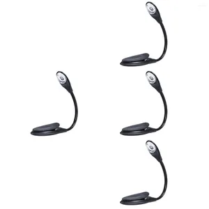 Night Lights 4pcs Portable Book Light Clip On LED Lamp Adjustable Batteried Powered Eye Care For Bed Black