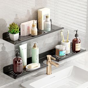 1pc Bathroom Storage Rack Free Punch Toilet Sink Faucet Rear Mounted Holder Storage Drain Storage Shelf Metal Organizer 240131