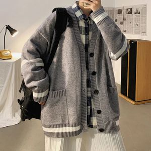 Autumn and winter cardigan sweater men ins Hong Kong wind loose lazy Vneck Korean version of the trend everything 240130