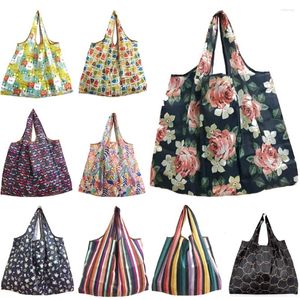 Shopping Bags Foldable Recycle Women Travel Shoulder Grocery Eco Reusable Floral Fruit Vegetable Storage Big Tote Handbag