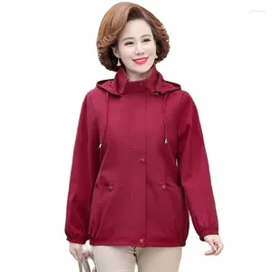 Frauen Jacken 2024 Frühling Herbst Jacke Mittleren Alters Ältere Mantel Lose Beiläufige Kurze Mit Kapuze Windjacke Oberbekleidung Weibliche Tops