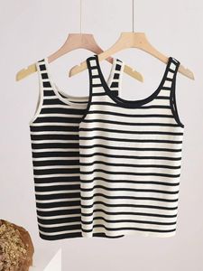 Women's Tanks Striped Skinny O-Neck Summer Sleeveless Sexy Tank Top Women 2024 Off Shoulder Body Tops Street