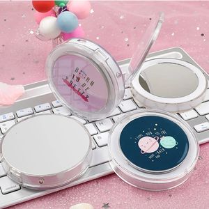Tshou659 led mini espelho de maquiagem portátil dobrável pequeno portátil micro usb espelho cosmético 240131