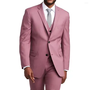 Abiti da uomo Casual Elegante Rosa Uomo Matrimonio Due bottoni Custom Made Blazer Smoking dello sposo Terno Masculino Slim Fit 3 Pezzi