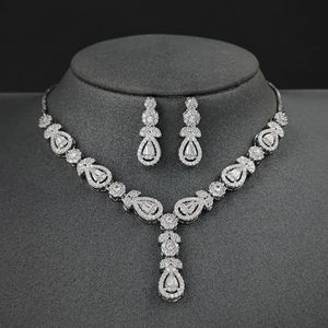 2 peças por conjunto de joias de noiva de pêra de luxo para mulheres presente de aniversário atacado J8018 240130